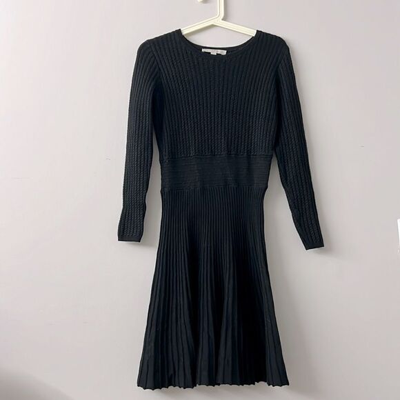 LOFT women wool blend black warm knitted sweater dress size S - Picture 1 of 8